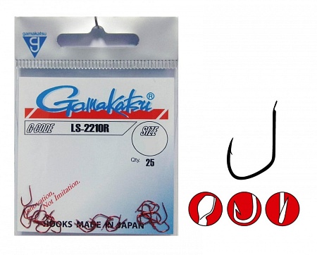  Крючок Gamakatsu Hook LS-2210R Red №12 (упаковка - 25шт)